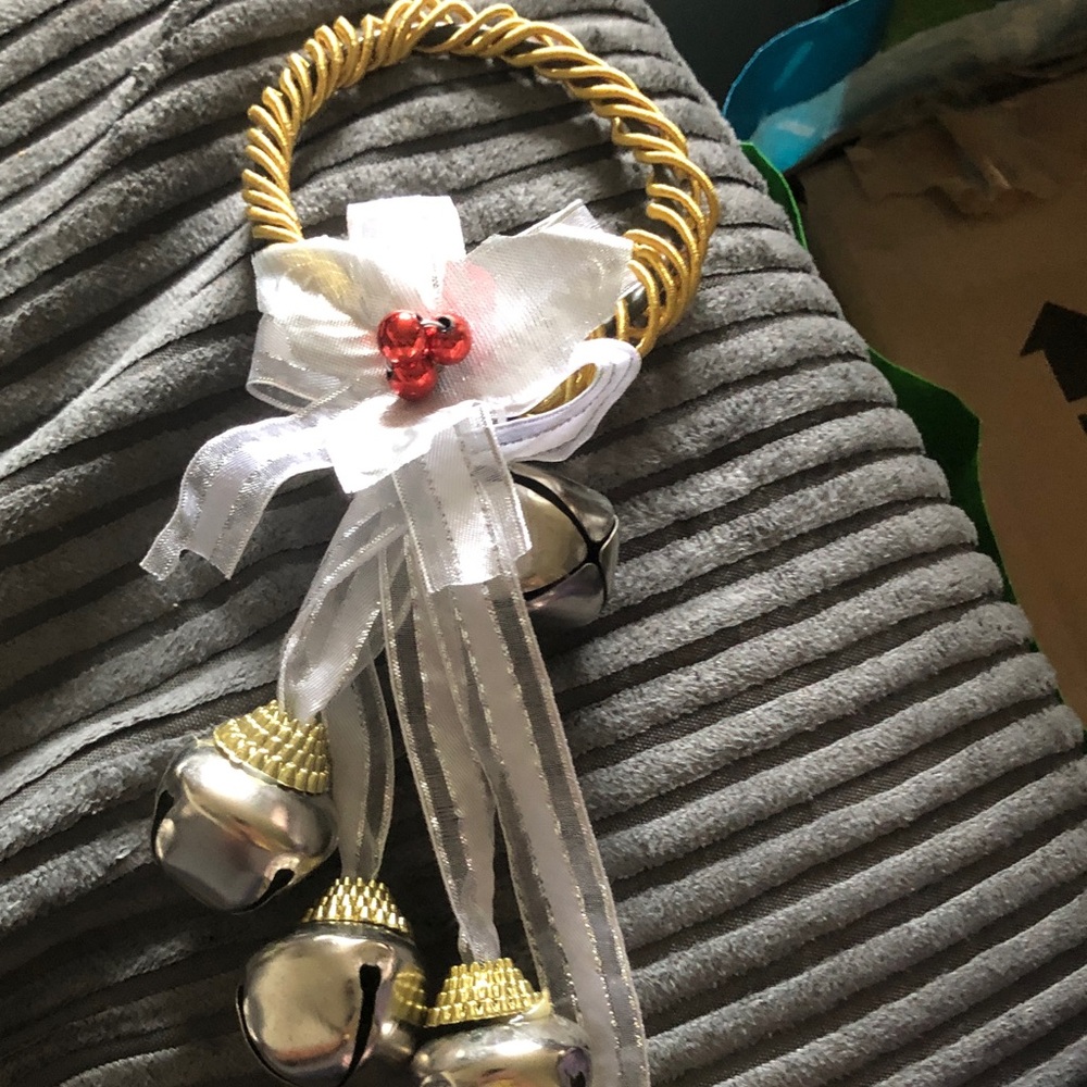 Gold and Silver Ribbon Bell Ornament - Women Accessories